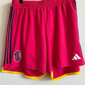 Adidas Pink Sports Shorts with Navy Logo